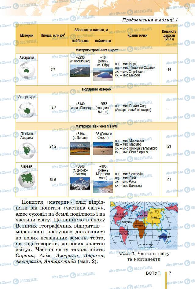 Підручники Географія 7 клас сторінка 7