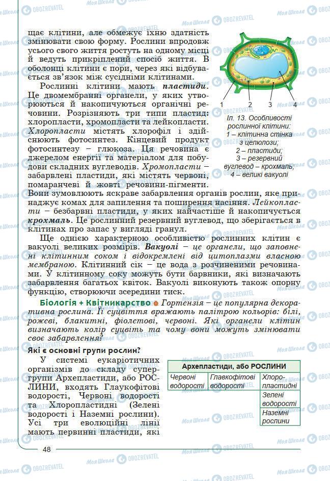 Підручники Біологія 7 клас сторінка 48