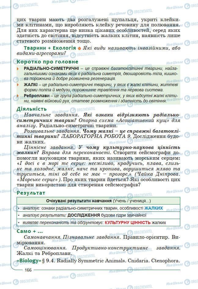 Підручники Біологія 7 клас сторінка 166