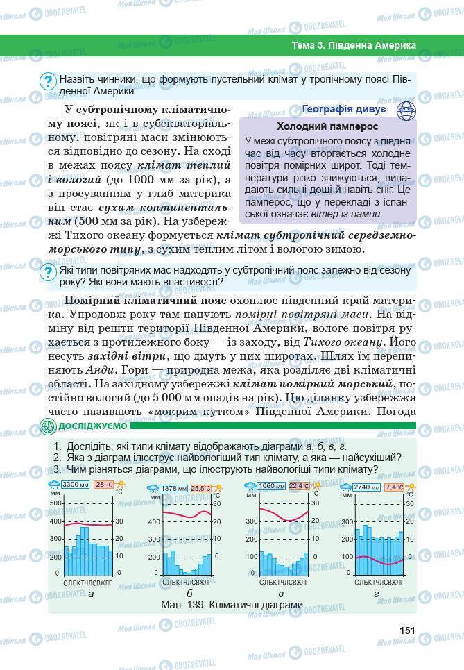 Підручники Географія 7 клас сторінка 151