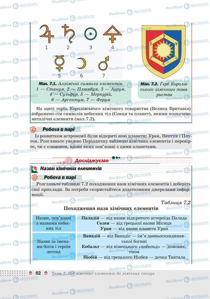 Підручники Хімія 7 клас сторінка 62