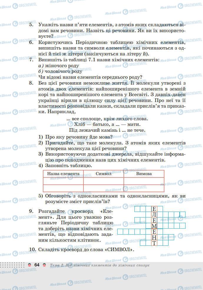 Підручники Хімія 7 клас сторінка 64