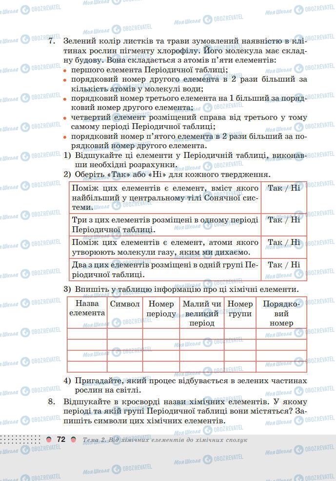 Підручники Хімія 7 клас сторінка 72