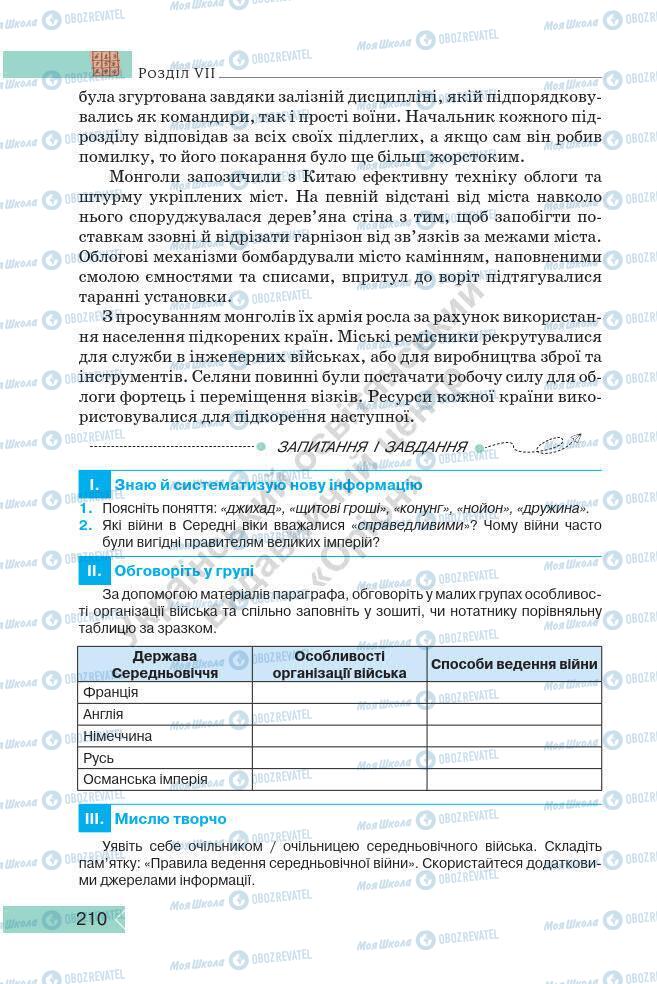 Підручники Історія України 7 клас сторінка 210