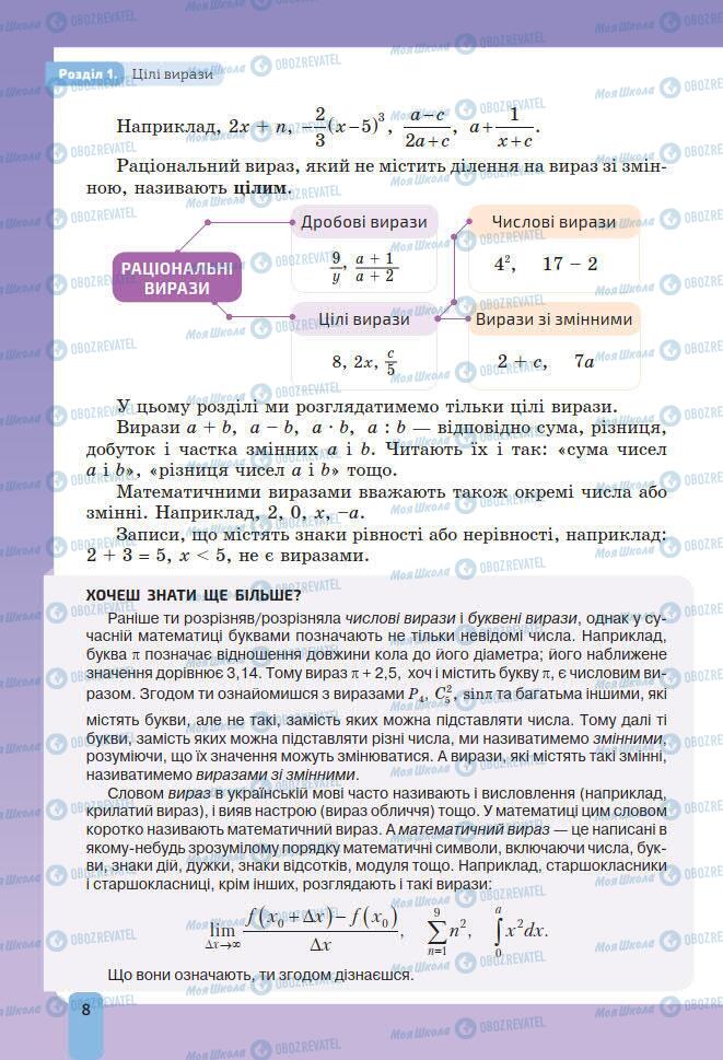 Підручники Алгебра 7 клас сторінка 8