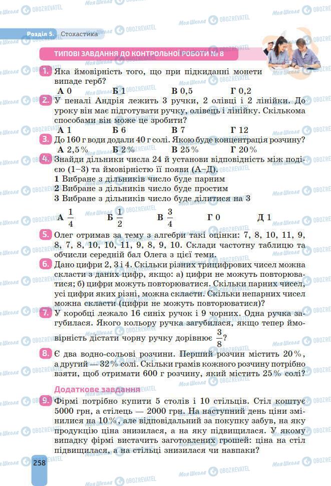 Підручники Алгебра 7 клас сторінка 258