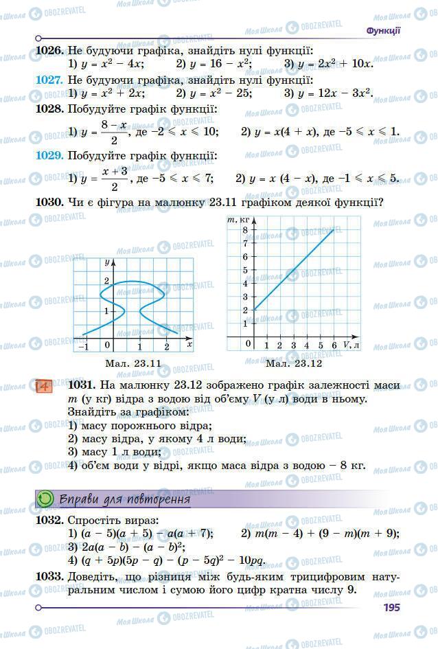 Підручники Алгебра 7 клас сторінка 195