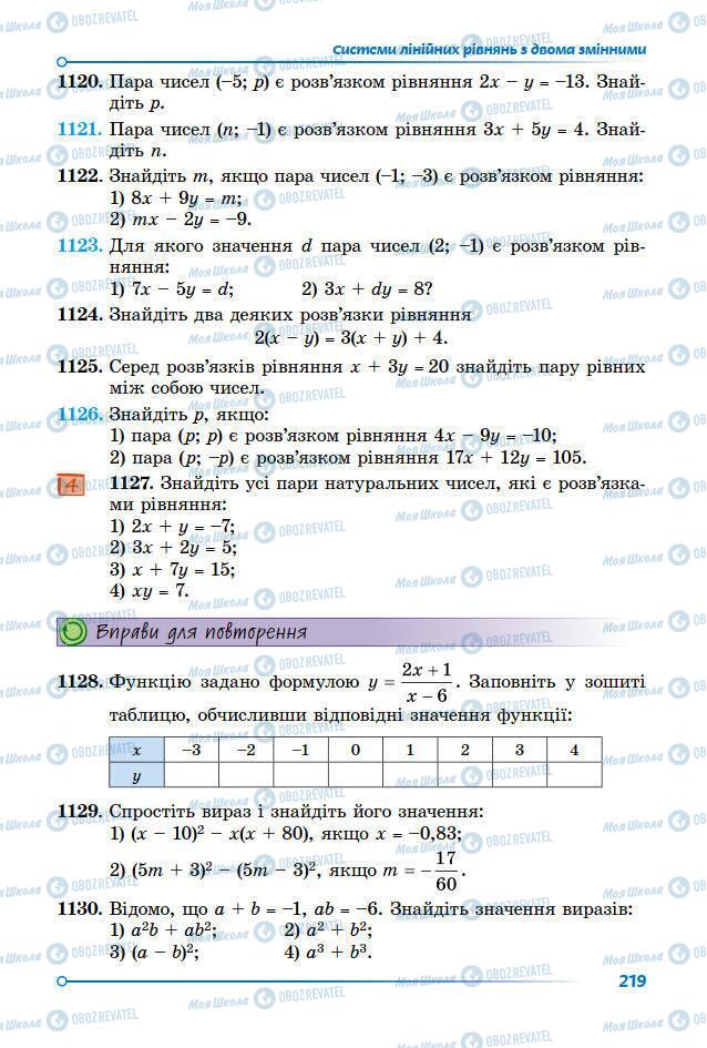 Учебники Алгебра 7 класс страница 219