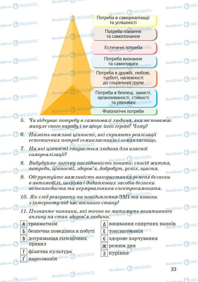 Підручники Основи здоров'я 7 клас сторінка 33