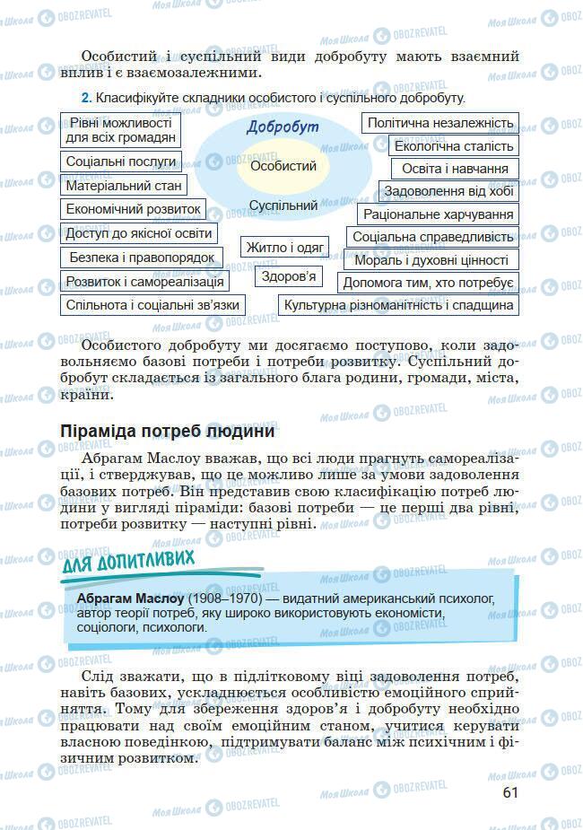 Підручники Основи здоров'я 7 клас сторінка 61