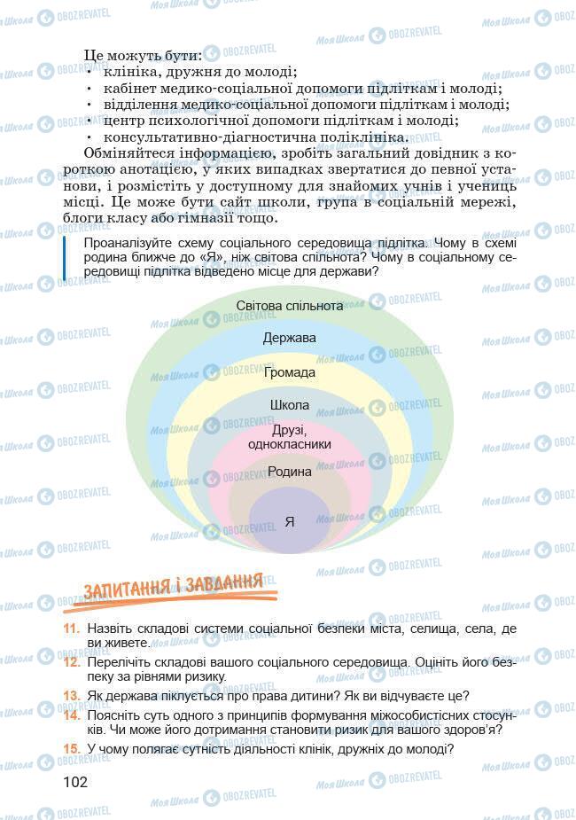 Підручники Основи здоров'я 7 клас сторінка 102