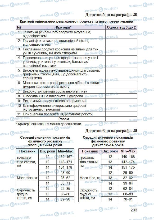 Підручники Основи здоров'я 7 клас сторінка 203