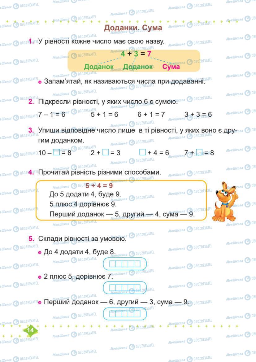 Підручники Математика 1 клас сторінка 14