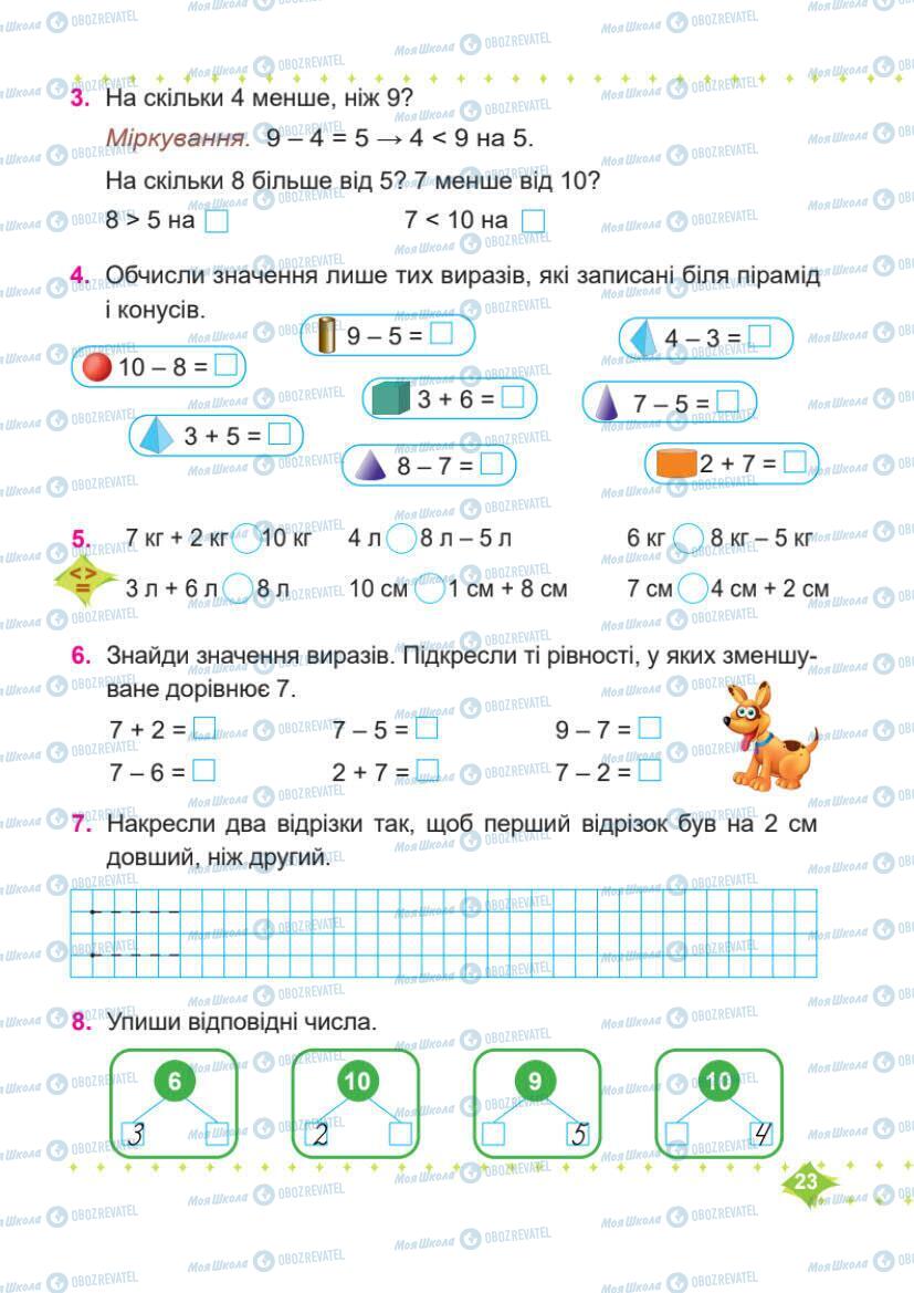 Підручники Математика 1 клас сторінка 23