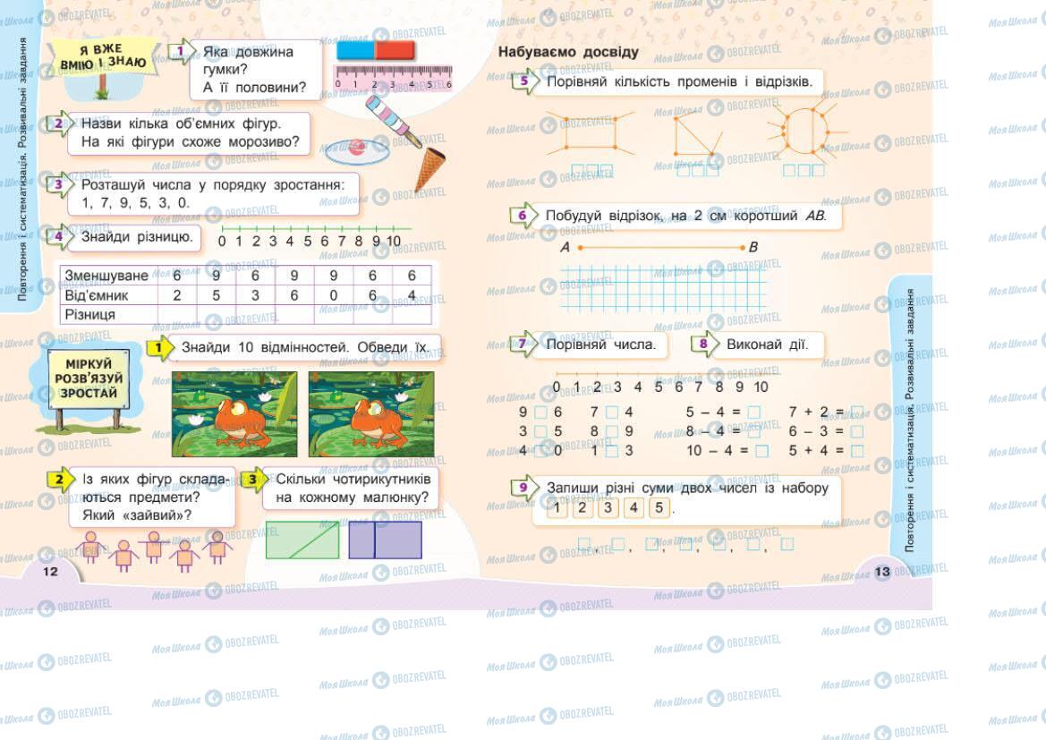 Підручники Математика 1 клас сторінка 12-13