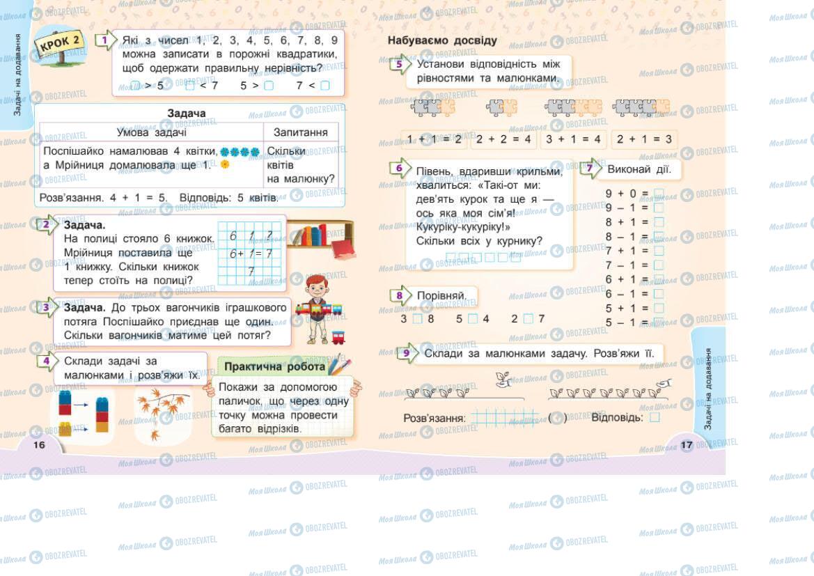 Підручники Математика 1 клас сторінка 16-17