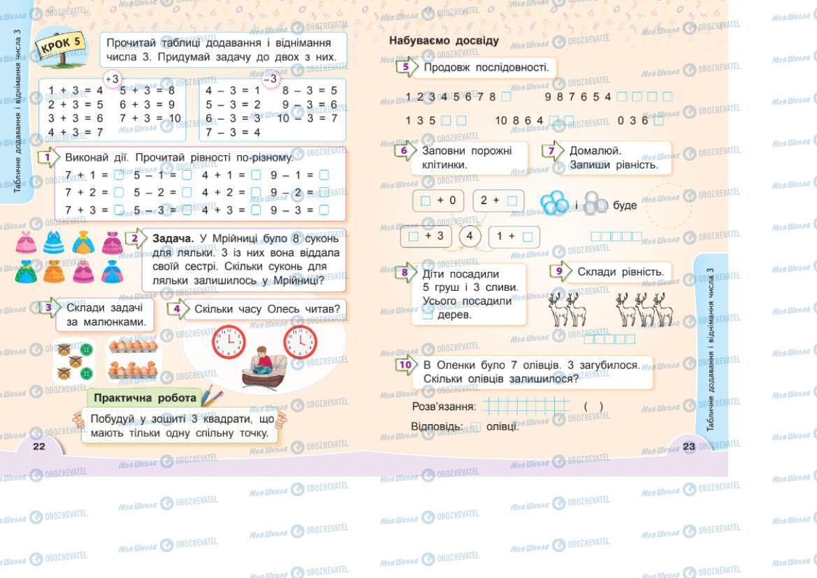 Підручники Математика 1 клас сторінка 22-23
