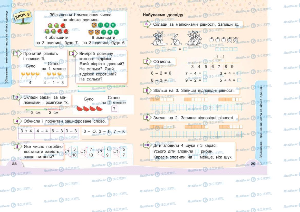 Підручники Математика 1 клас сторінка 28-29