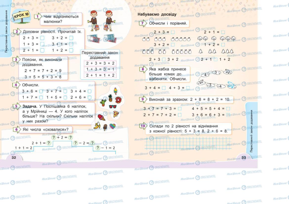 Підручники Математика 1 клас сторінка 32-33