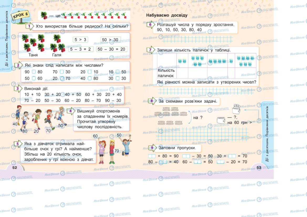 Підручники Математика 1 клас сторінка 52-53