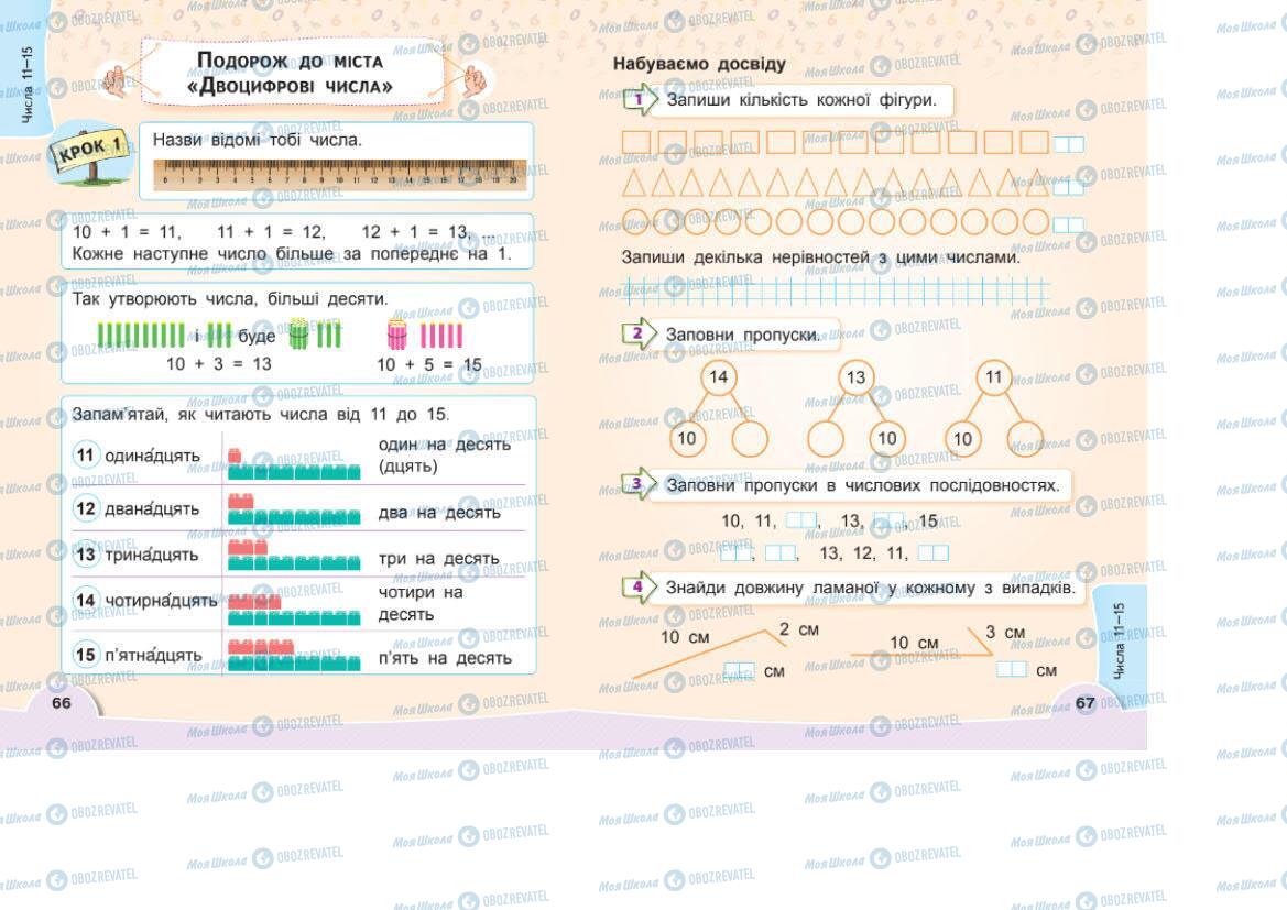 Підручники Математика 1 клас сторінка 66-67