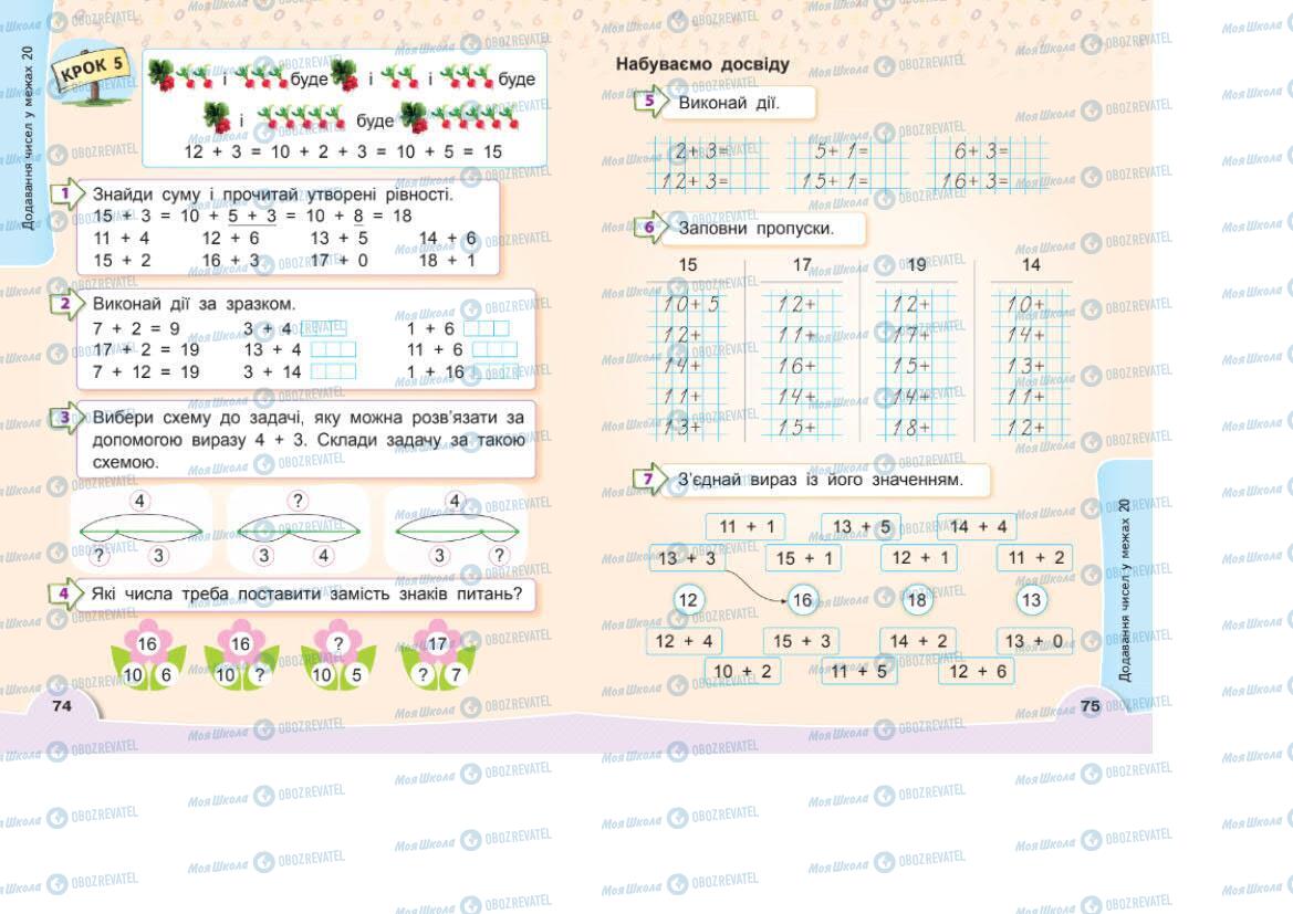 Учебники Математика 1 класс страница 74-75