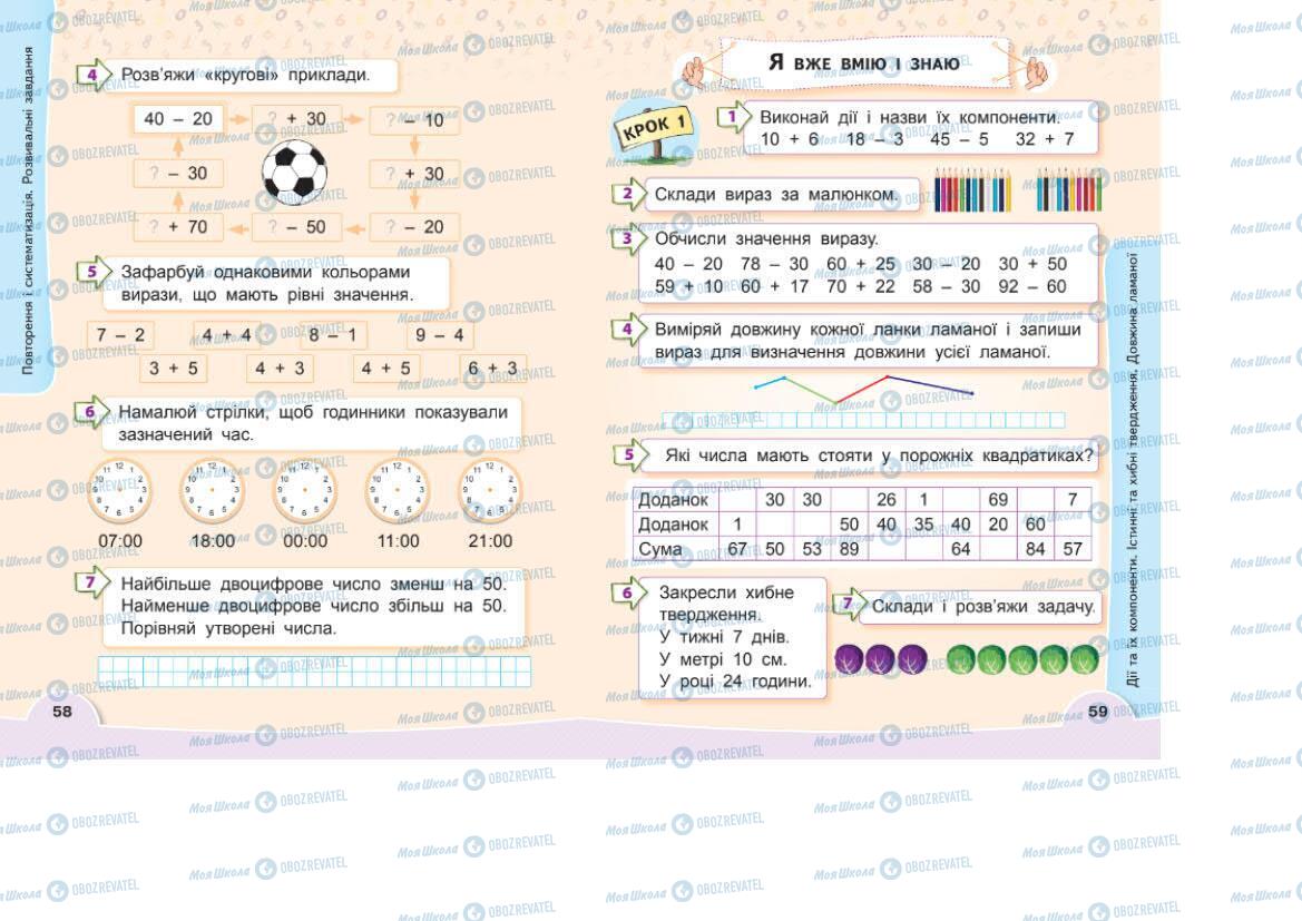 Підручники Математика 1 клас сторінка 58-59