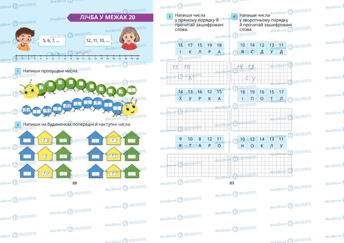 Підручники Математика 1 клас сторінка 88-89