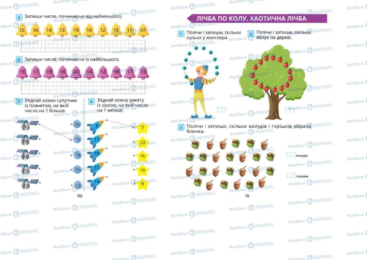 Підручники Математика 1 клас сторінка 90-91