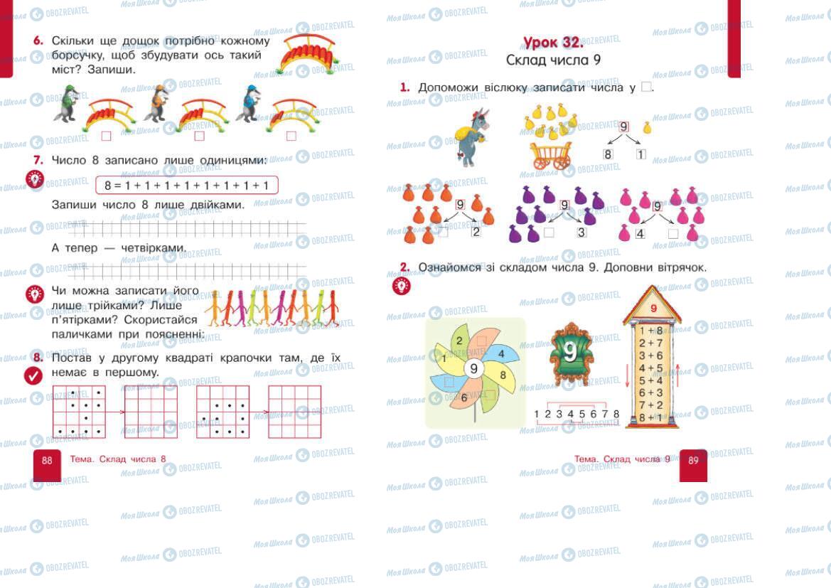 Підручники Математика 1 клас сторінка 88-89