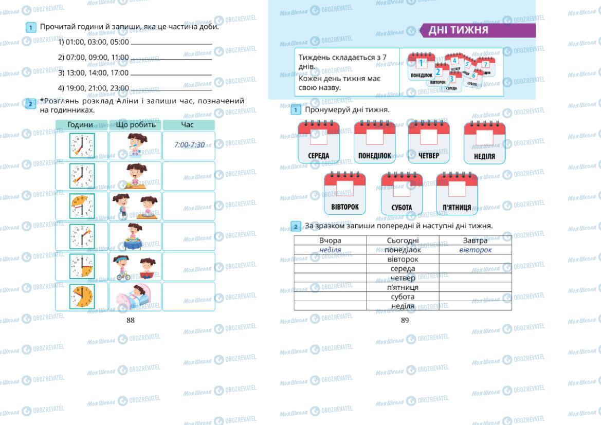 Підручники Математика 1 клас сторінка 88-89