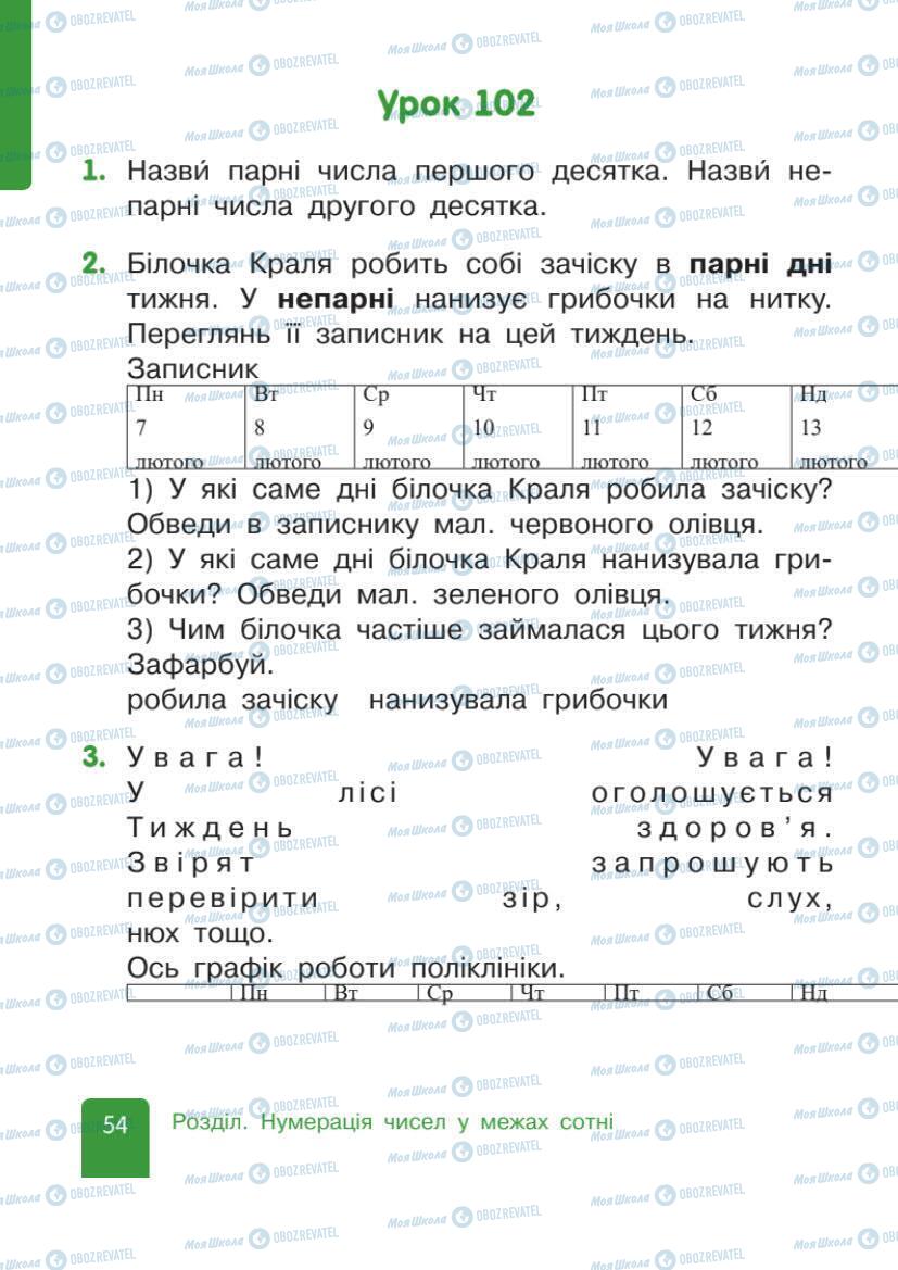 Учебники Математика 1 класс страница 54