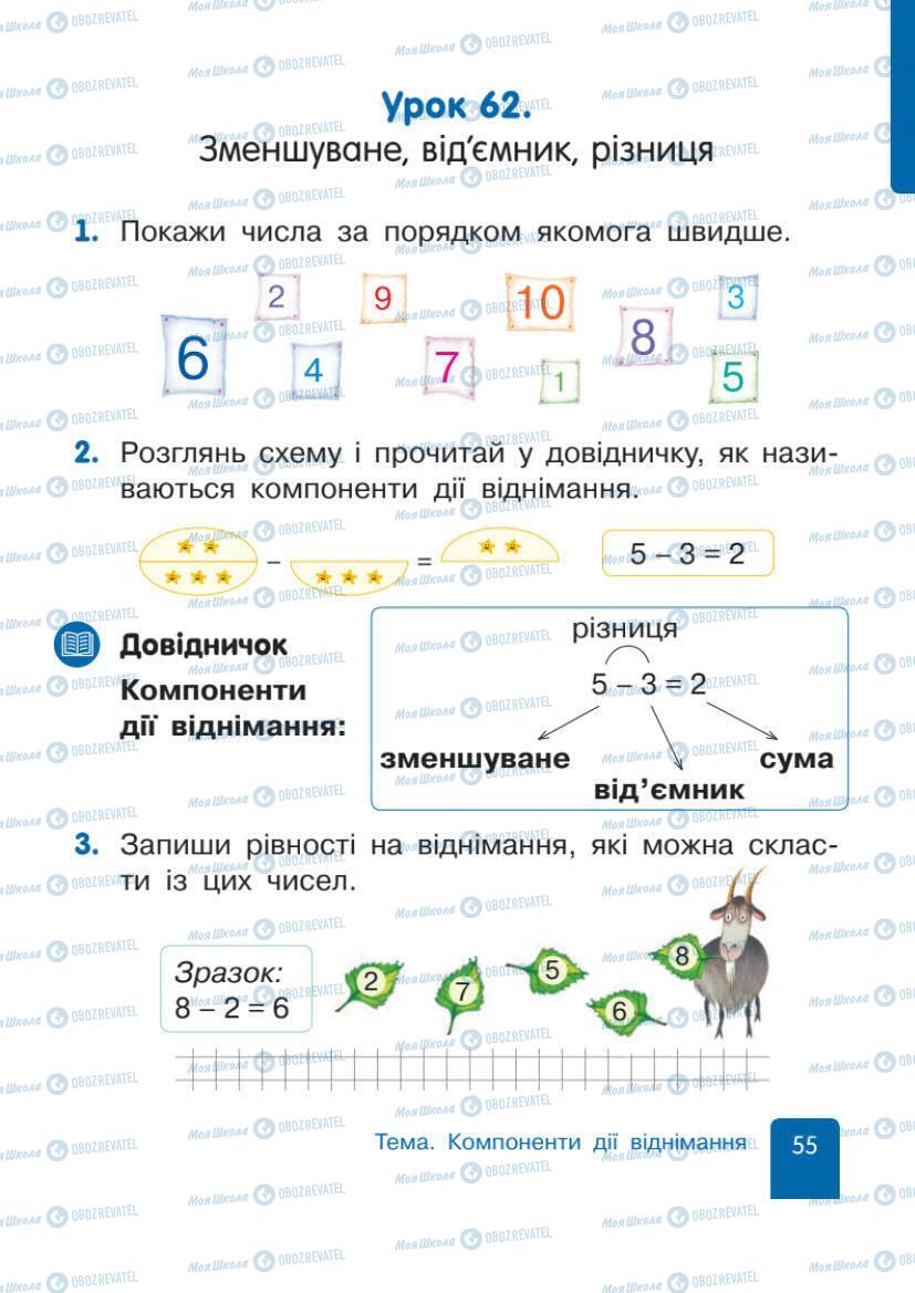 Підручники Математика 1 клас сторінка 55