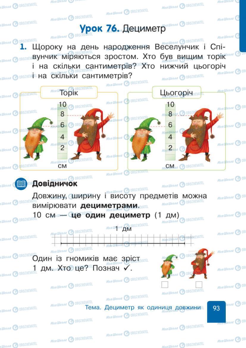 Підручники Математика 1 клас сторінка 93