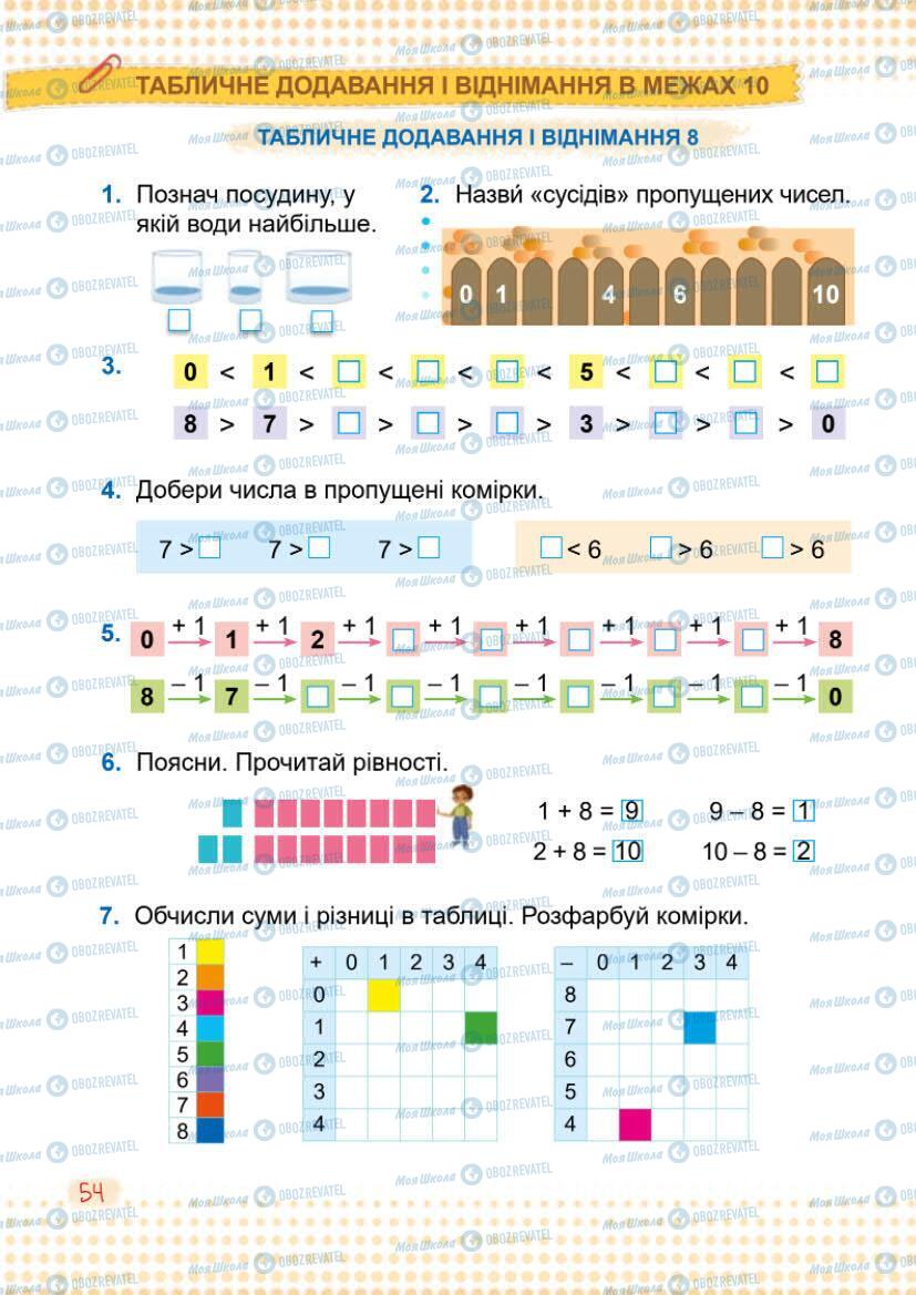 Підручники Математика 1 клас сторінка 54