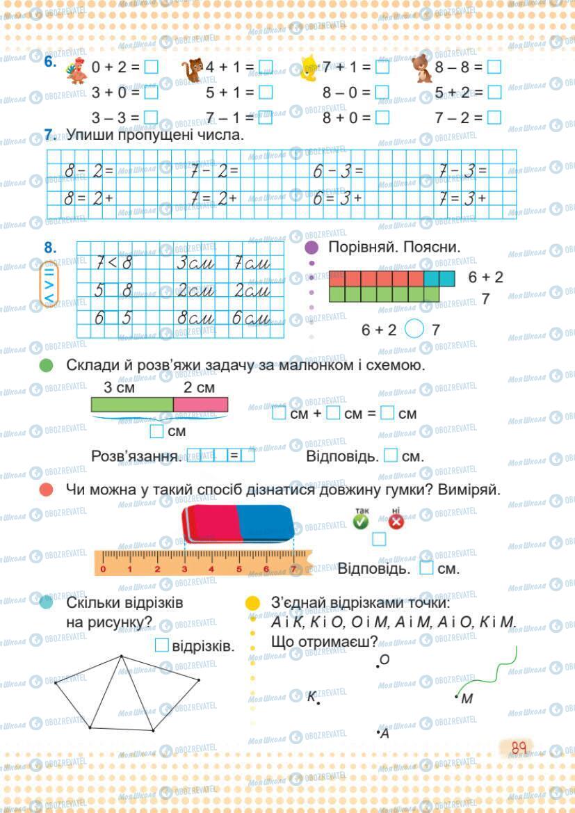 Підручники Математика 1 клас сторінка 89