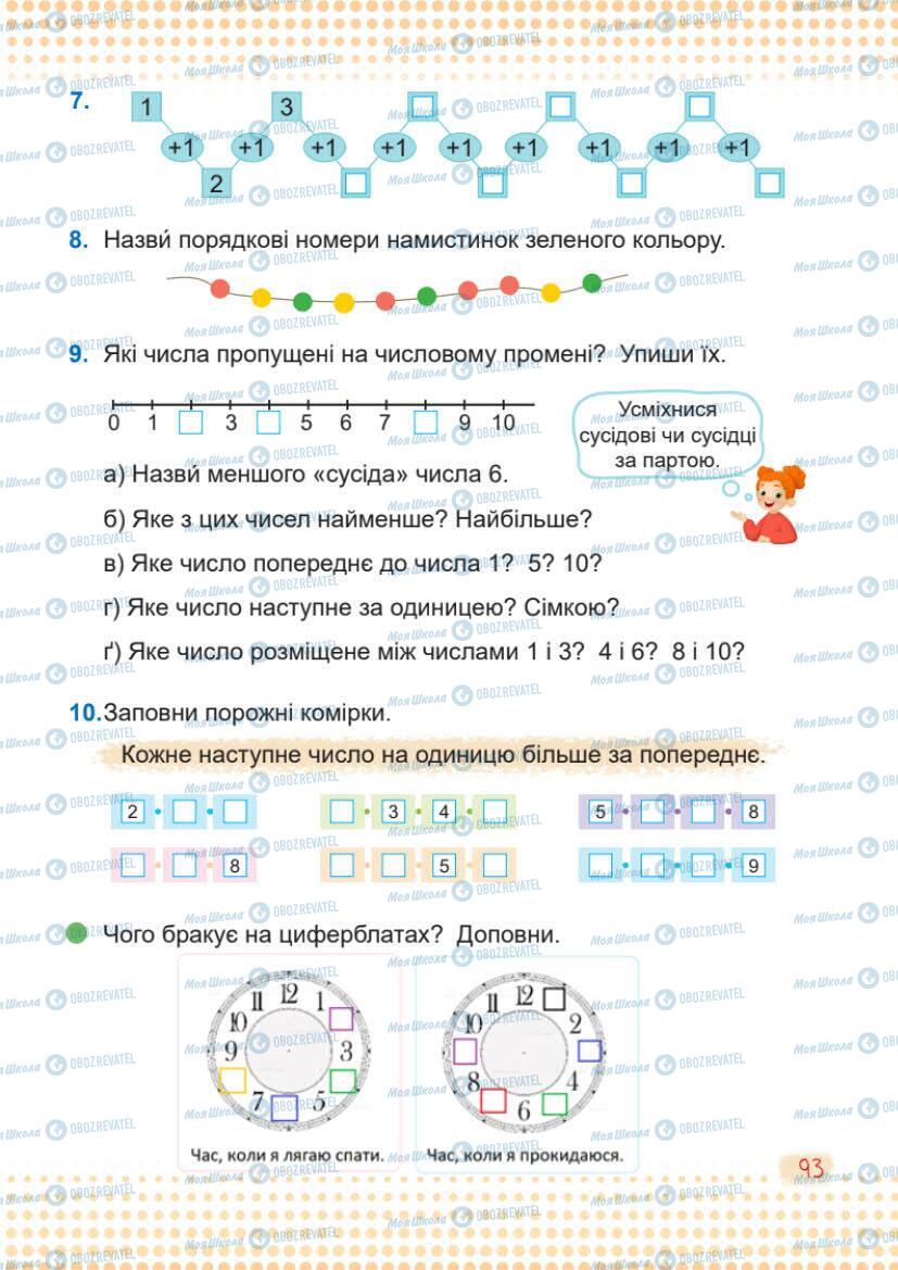 Підручники Математика 1 клас сторінка 93