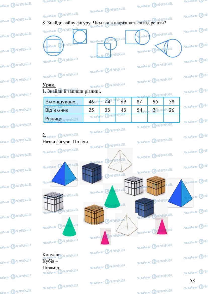 Учебники Математика 1 класс страница 58