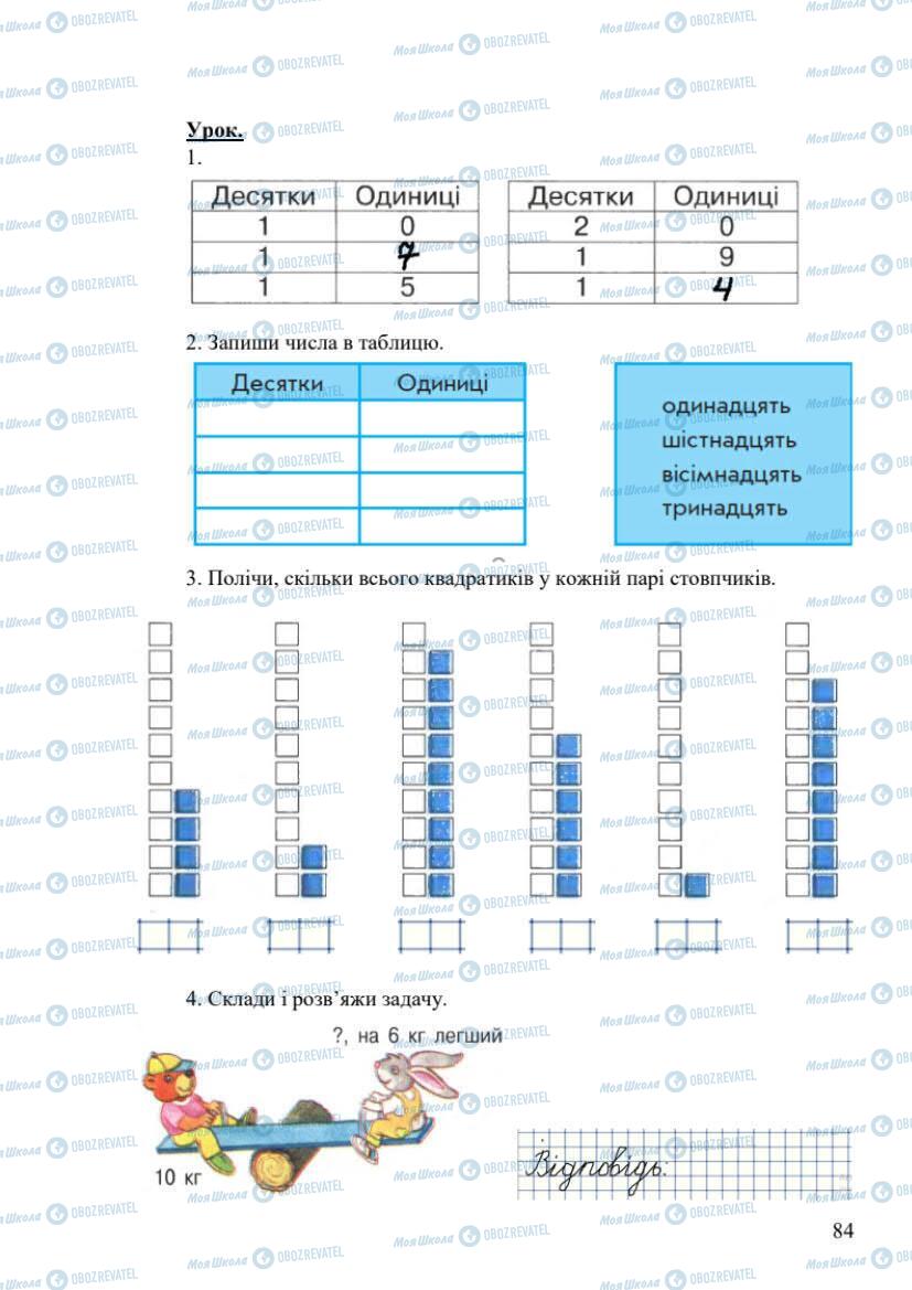Підручники Математика 1 клас сторінка 85