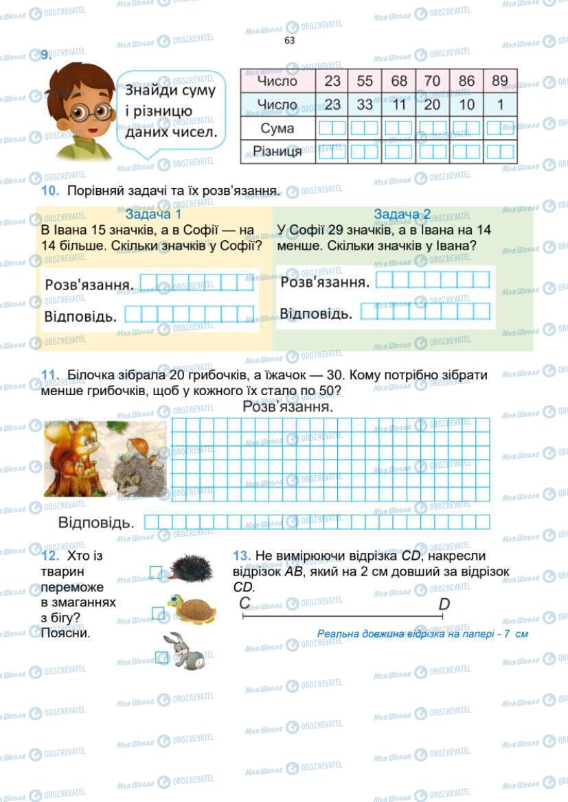 Підручники Математика 1 клас сторінка 63