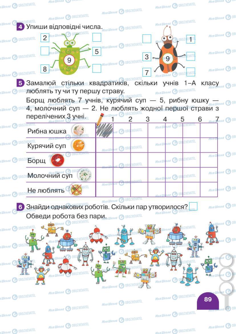 Підручники Математика 1 клас сторінка 89