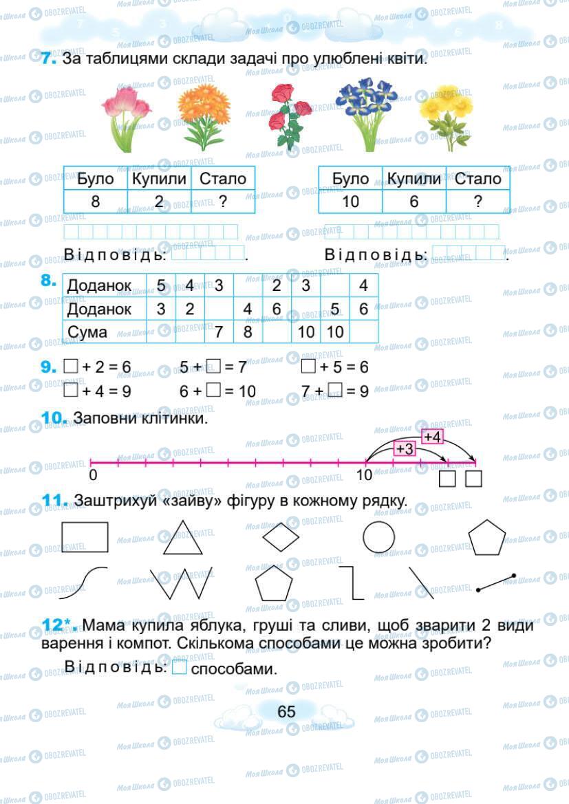 Підручники Математика 1 клас сторінка 65