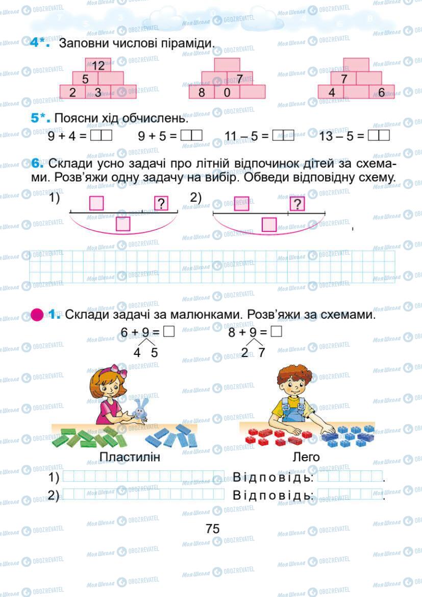 Учебники Математика 1 класс страница 75