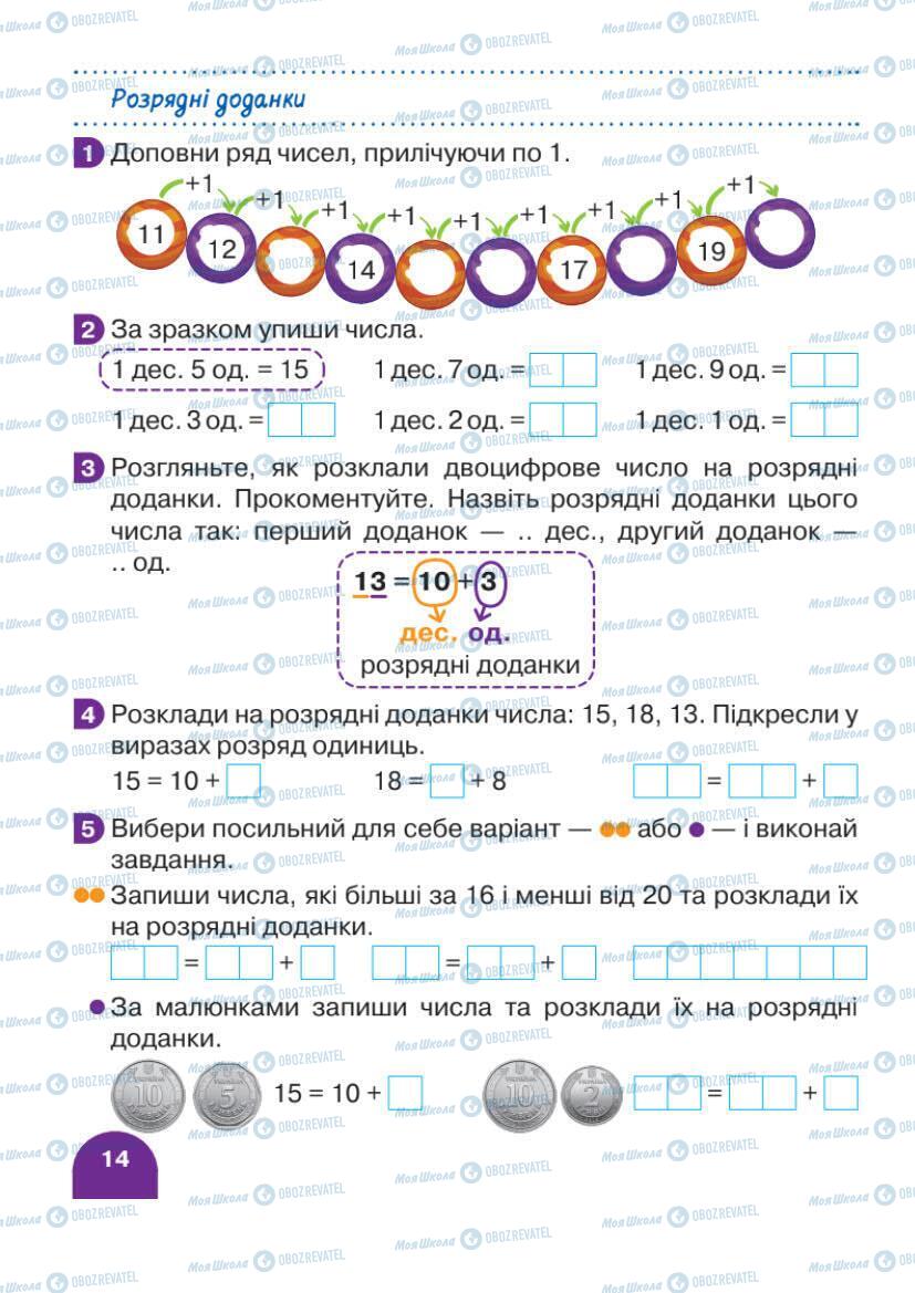 Підручники Математика 1 клас сторінка 14