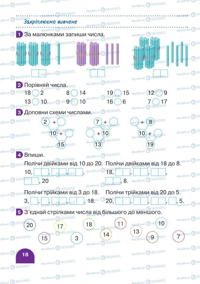 Підручники Математика 1 клас сторінка 18