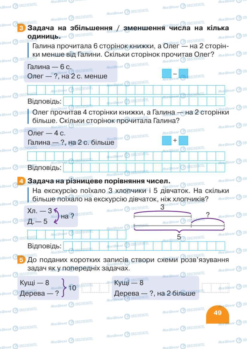 Підручники Математика 1 клас сторінка 49