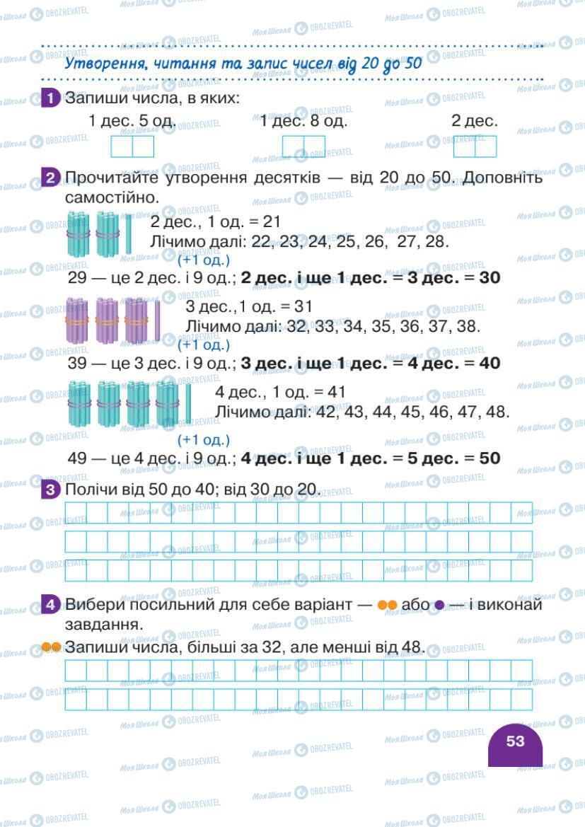 Підручники Математика 1 клас сторінка 53