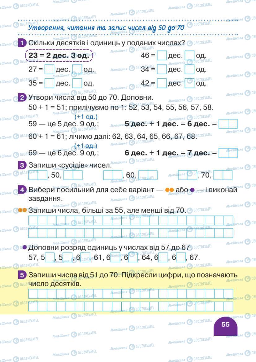 Підручники Математика 1 клас сторінка 55