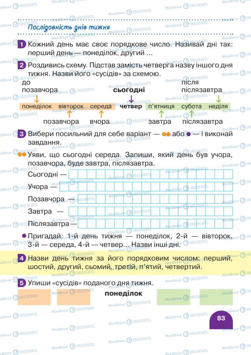 Підручники Математика 1 клас сторінка 83