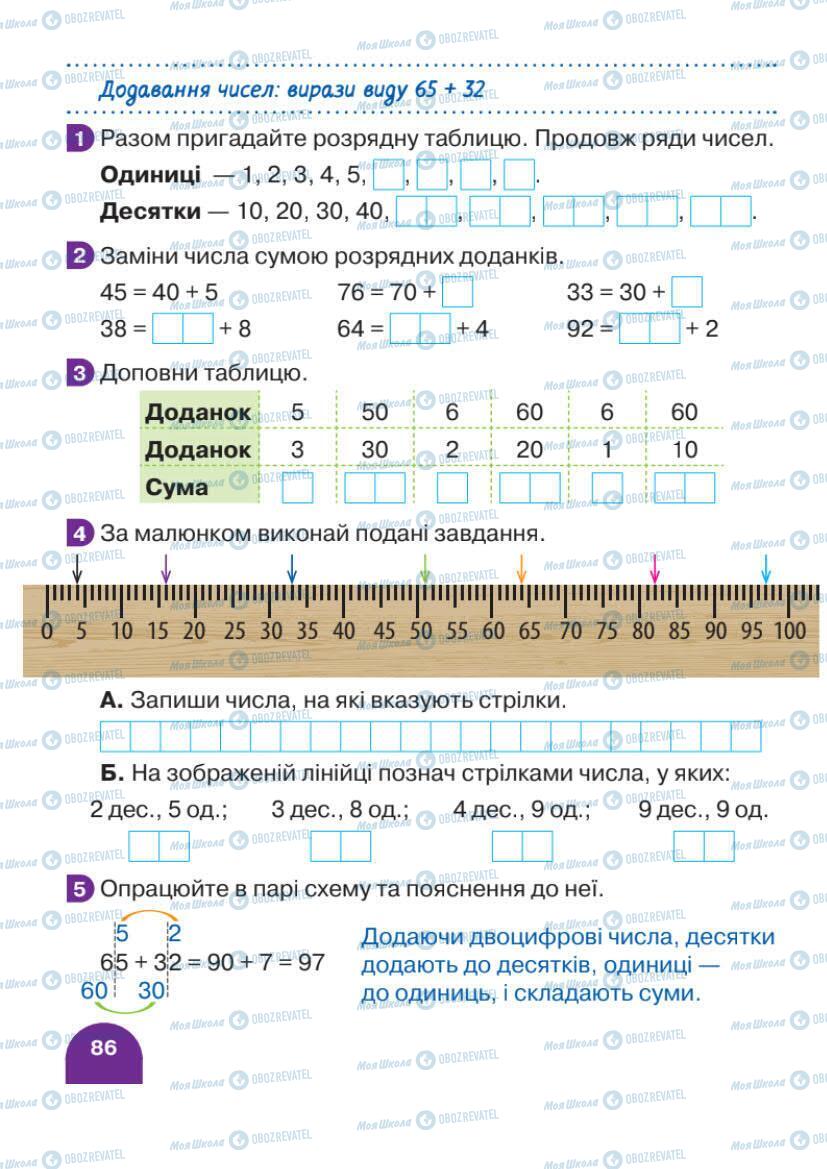 Підручники Математика 1 клас сторінка 86